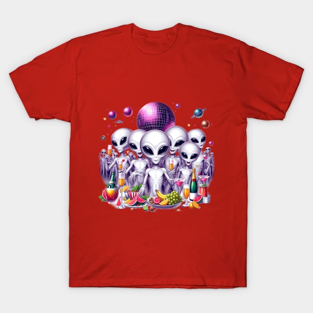 Alien Christmas Party T-Shirt by Print&fun